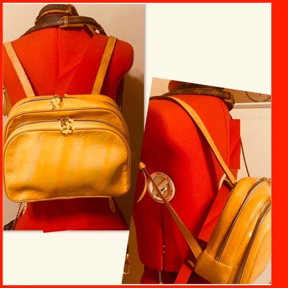 Authentic Louis Vuitton Patent Vernis Marley Backpack Orange Yellow WITH COA